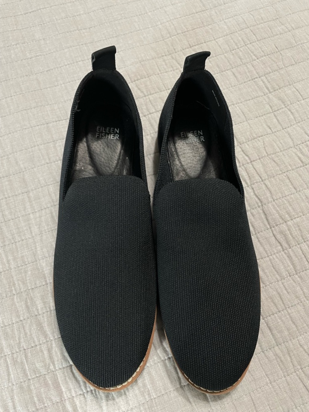 Eileen Fisher Novo Stretch Knit Loafers Size 10 Minimalist Lightweight Slip On